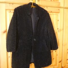 Zara Faux Fur Jet Black Jacket Coat. Immaculate. Size 14 Medium to a Large.