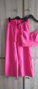 pink set wild leg trousers and top size fits Xs s m