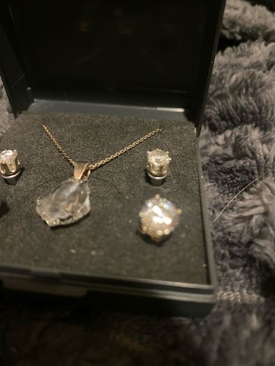 Sterlings silver, clear crystal earrings & necklace set