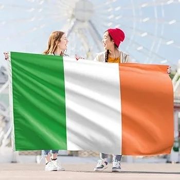 Irish Flag  Ireland Flag - Eire tricolour flag - Double Seam - 2 brass eyelets, large 5ft x 3ft