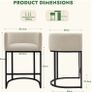 Height Bar Stools Set of 2, 24 Inch Seat Height Barstools for Dining Room, Fabric Upholstered Bar Chair for Kitchen Island, Linen Counter Stools with Metal Legs, Beige Image 2