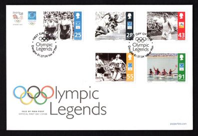 2004 Isle of Man Olympic Games Athens Olympic Legends Commemorative Stamps First Day Cover (FDC)