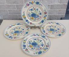 Beautiful Masons Patent Ironstone Four Large Dinner Plates in the Regency Pattern, Condition Issues, Suitable only for Display or Crafts Such as Jewellery or Mosaic Making