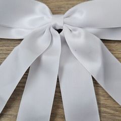 White Satin Bow Clip