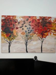 Large Abstract Autumn Trees Canvas Wall Art