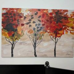 Large Abstract Autumn Trees Canvas Wall Art