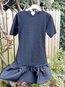 F & M ladies knee length fitted dress, with flared skirt, Size M