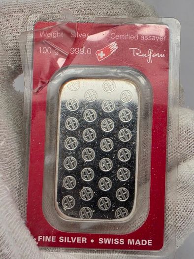 Switzerland Argor Heraeus SA 100 Grams Fine Silver 999.0  Swiss Made Silver Bar