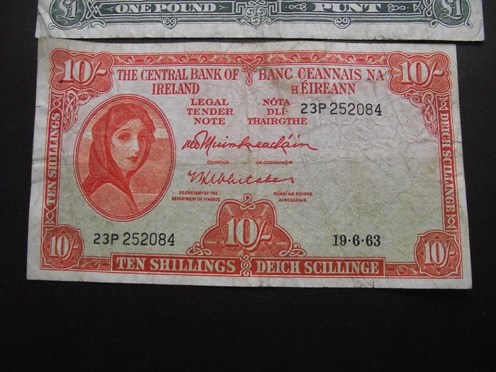 1963 Two Lady Lavery Notes: 10 shillings & 1 Pound