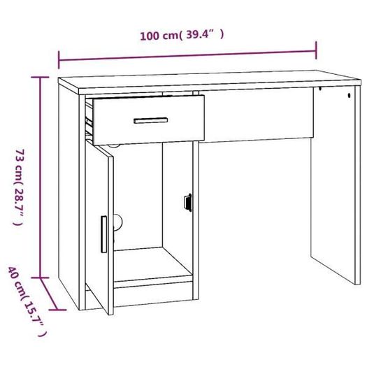 Desk with Drawer & Cabinet High Gloss White