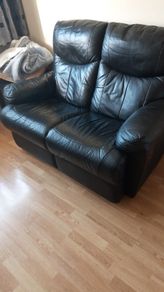 Recliner Black leather 2 seater couch