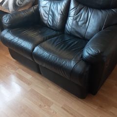 Recliner Black leather 2 seater couch