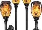 Solar Garden Lights Outdoor, 4-Pack Waterproof Solar Flickering Dancing Flame Pathway Lights, Dusk to Dawn Auto On/Off