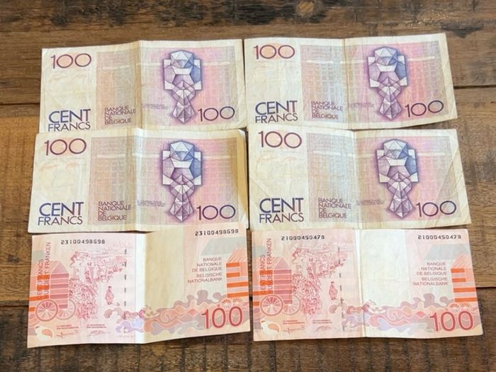 Vintage Belgian 100 Franc Banknotes - Collection of 6