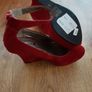 Sweet Ankle Strap Platform Suede Purple Wedges Pumps Image 4