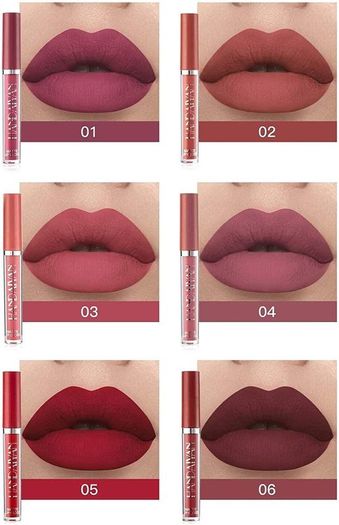 6 Pcs Matte Liquid Lipstick Set Lip Gloss Clear Labiales Makeup Non-Stick Cup Not Fade Nude Waterproof Long Lasting Lip Sticks That Brings Out Natural Color Gift For Women