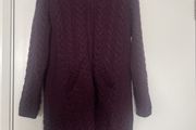 Aran Crafts Damson Marino Wool Hooded Cardigan /Coat
