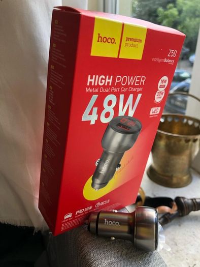 HOCO 48W Fast Charging LCD Type C Car Charger Apple Android