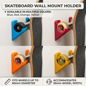3D Printed Skateboard Wall Mount Holder - Multiple Colours