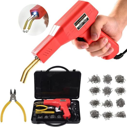 150W Plastic Welding Machine Car Bumper Repair Kit, 800Pcs Hot Staples Welding Repairing Machine, Plastic Welder Hot Staple Gun for Car Parts/Kayak/Canoe,Plier,Flat/Outside Inside Corner/Wave Staples