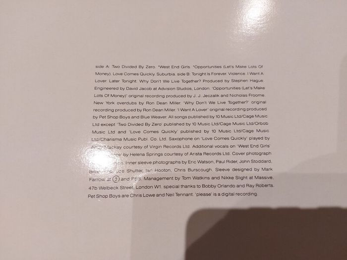 Pet Shop Boys - Please - Vinyl Record