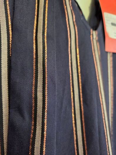Fee G Navy & Rose Gold Metallic Stripe Blouse Size 10