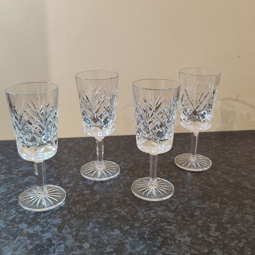 Set Of 4 Crystal Goblets 4 Glasses Wine Port Vintage
