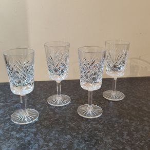 Set Of 4 Crystal Goblets 4 Glasses Wine Port Vintage