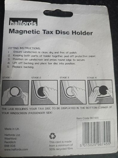 Magnetic Tax Disc Holder