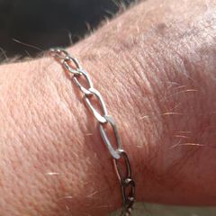 Sterling Silver Unisex Flat Link Bracelet