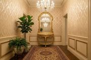 Small console table and mirror.