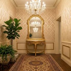 Small console table and mirror.
