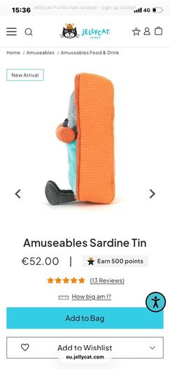 New JELLYCAT Amuseable Sardine Tin