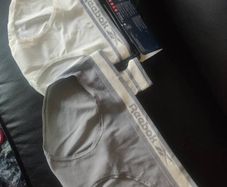 Brand new x2 grey and cream Reebok Womens seamless brief size XL UK16 EU44 Postage included