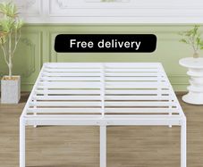 High White Double Bed Frame 4ft 6 with Rounded Corners