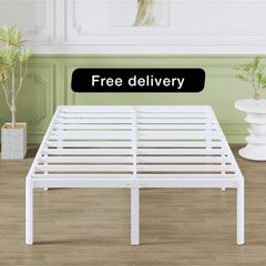 High White Double Bed Frame 4ft 6 with Rounded Corners