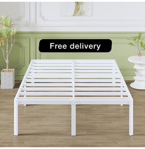 High White Double Bed Frame 4ft 6 with Rounded Corners