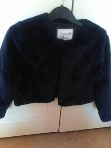 Navy Faux fur bolero jacket.