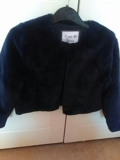 Navy Faux fur bolero jacket.