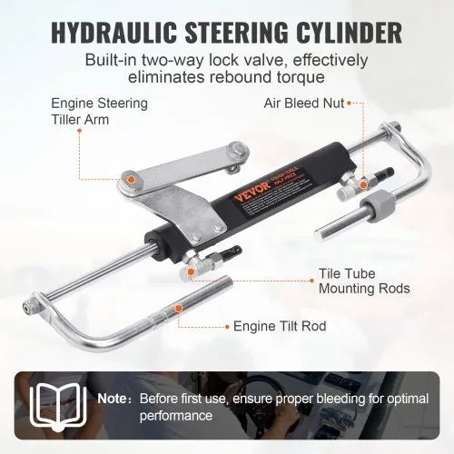 Hydraulic Outboard Steering Kit, 90HP, Marine Boat Hydraulic Steering System, with Helm Pump Two-Way Lock Cylinder and 731.5 cm Hydraulic