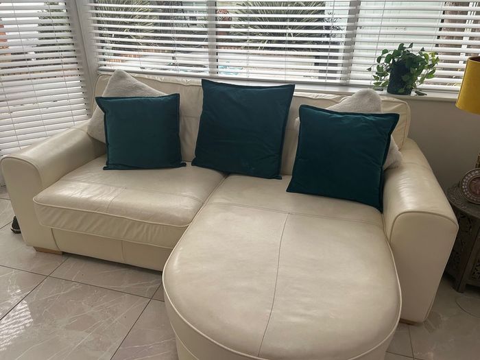 Cream Leather Sofa