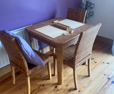 Rattan boho vintage table and chairs set