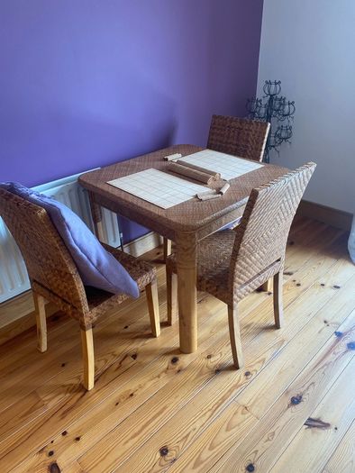 Rattan boho vintage table and chairs set