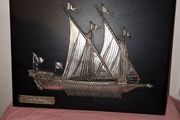 3D Silver Galera "La Reale" Francia 1680 on leather frame
