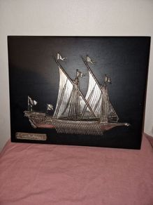 3D Silver Galera "La Reale" Francia 1680 on leather frame