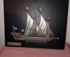 3D Silver Galera "La Reale" Francia 1680 on leather frame