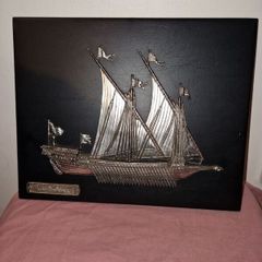 3D Silver Galera "La Reale" Francia 1680 on leather frame