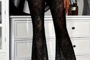 Lace flared trousers