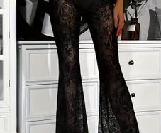 Lace flared trousers