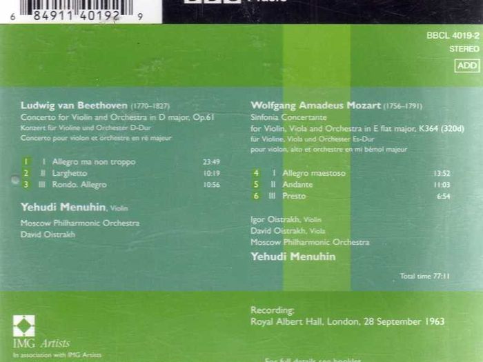 Menuhin - Bbc Legends Concerts